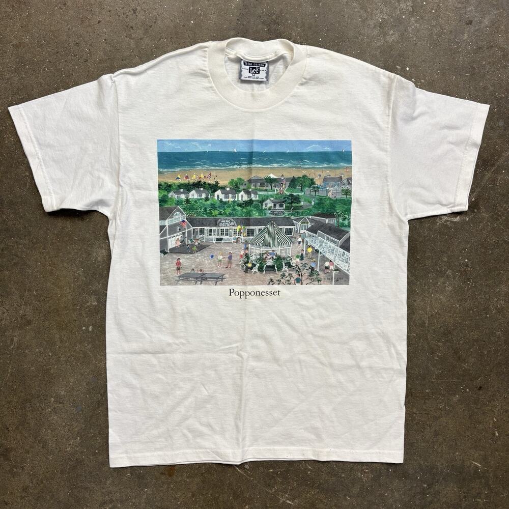Vintage Lee Popponesset T-Shirt Medium USA Made Martha McElroy Art Cape Cod